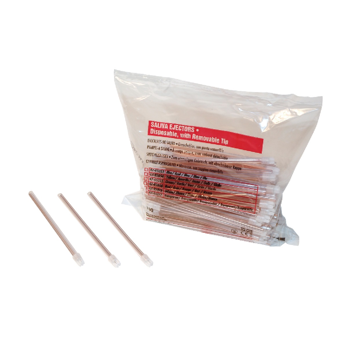 DEhp Saliva Ejector 150mm White FixedTip 100pk