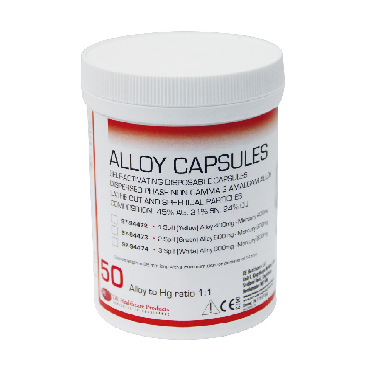 DEhp Amalgam Capsules 1 Spill Non Gamma 2 50pk