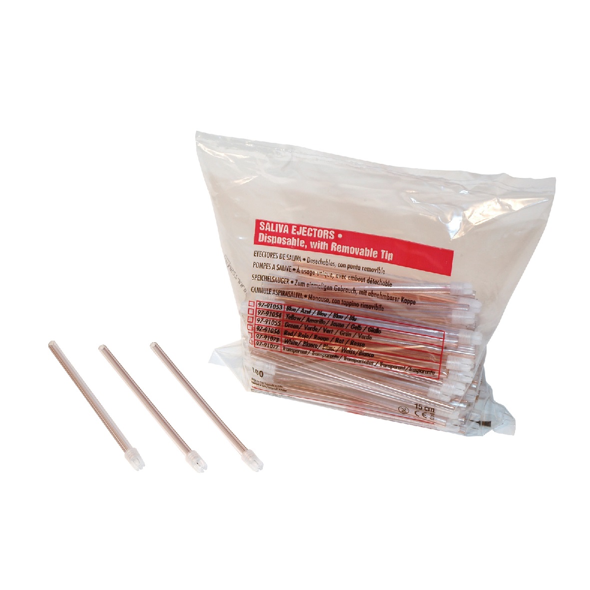 DEhp Saliva Ejectors Transparent N/Fixed Tip 100pk