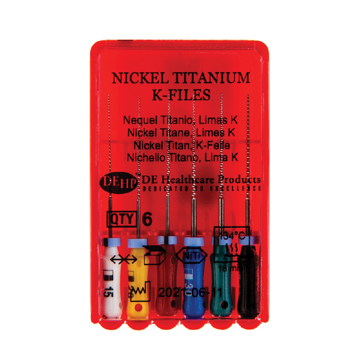 DEhp Nickel Titanium K File 25mm Size 15-40 6pk